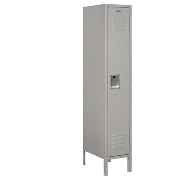 Salsbury Industries Salsbury 61158GY-U Standard Metal Locker Single Tier - 1 Wide - 5 Feet High - 18 Inches Deep - Gray - Unassembled 61158GY-U - main